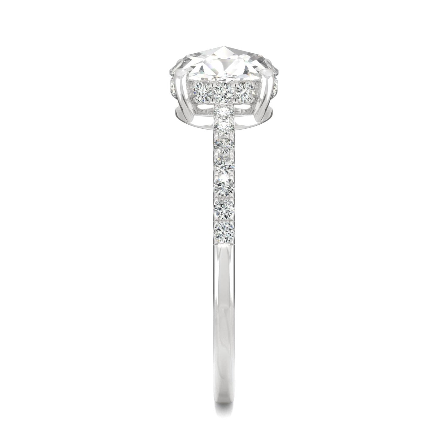 0.81 CTW DEW Round Rose-Cut Moissanite Engagement Ring in 14K White Gold