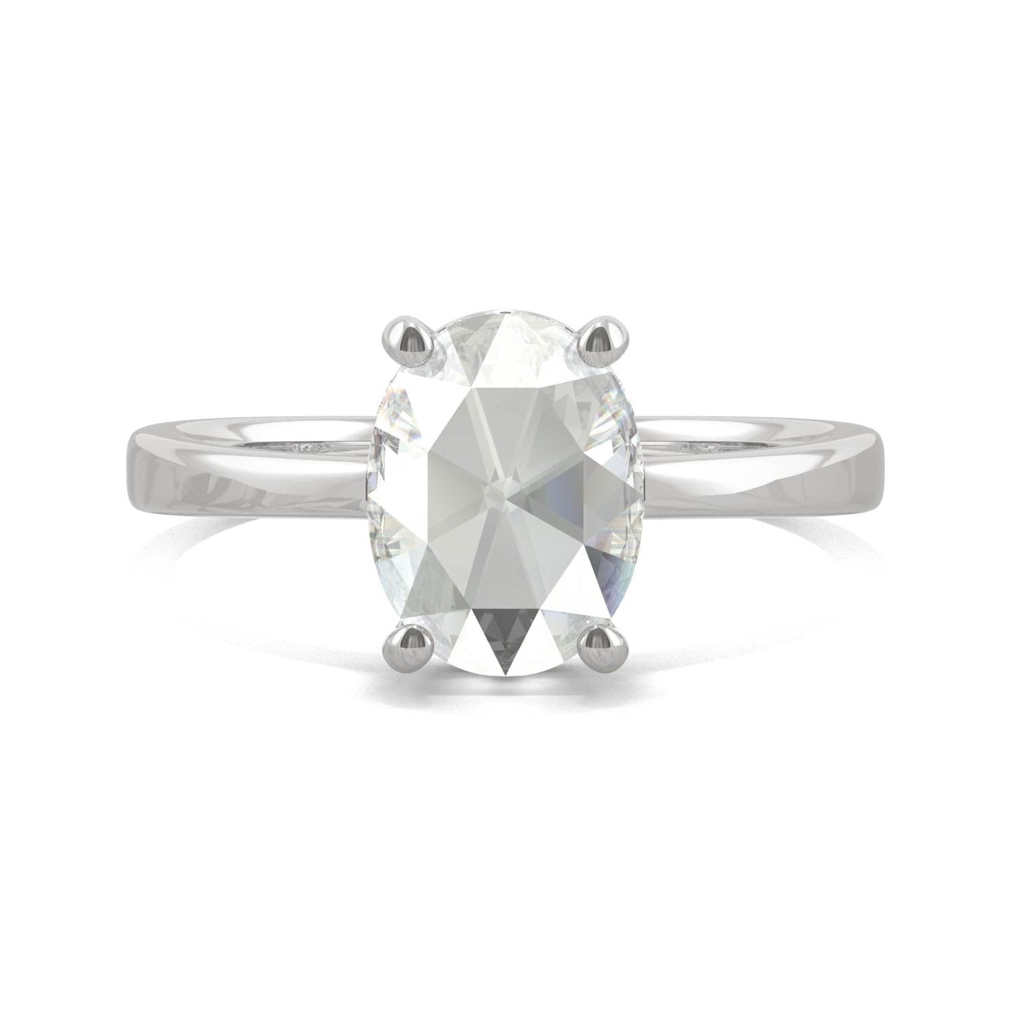 1.26 CTW DEW Oval Rose-Cut Moissanite Halo Ring in 14K White Gold