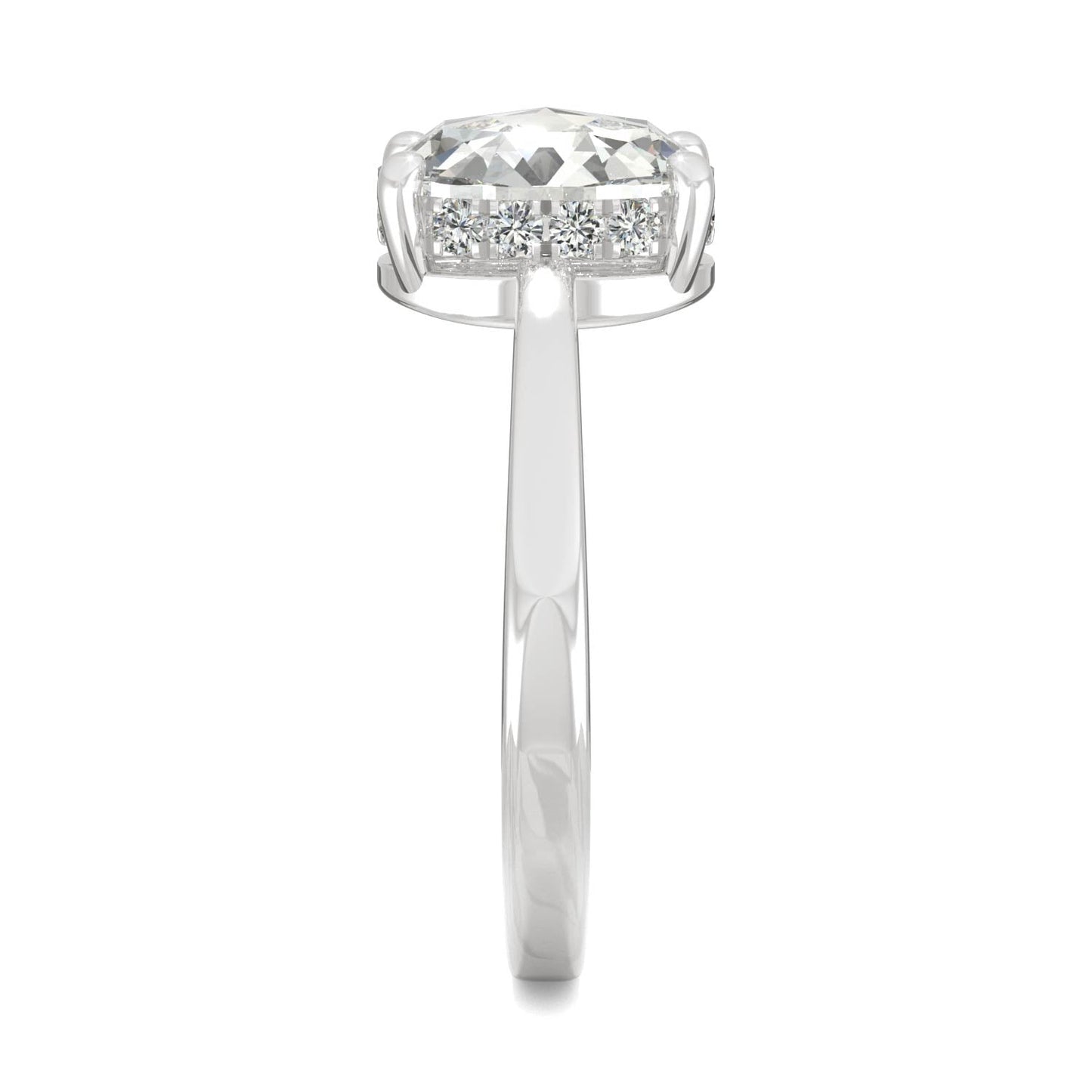 1.26 CTW DEW Oval Rose-Cut Moissanite Halo Ring in 14K White Gold
