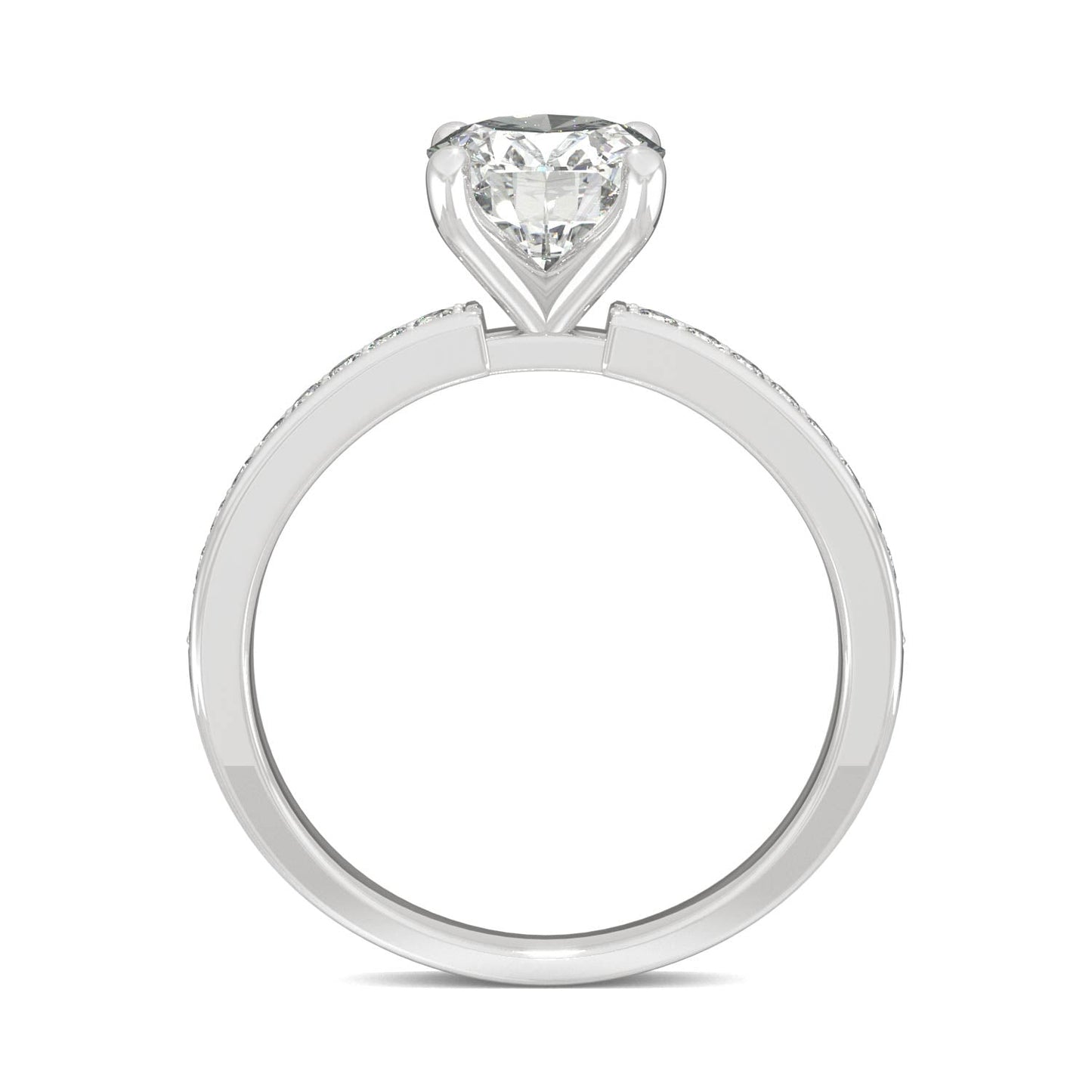 2.28 CTW DEW Oval Moissanite Engagement Ring in 14K White Gold