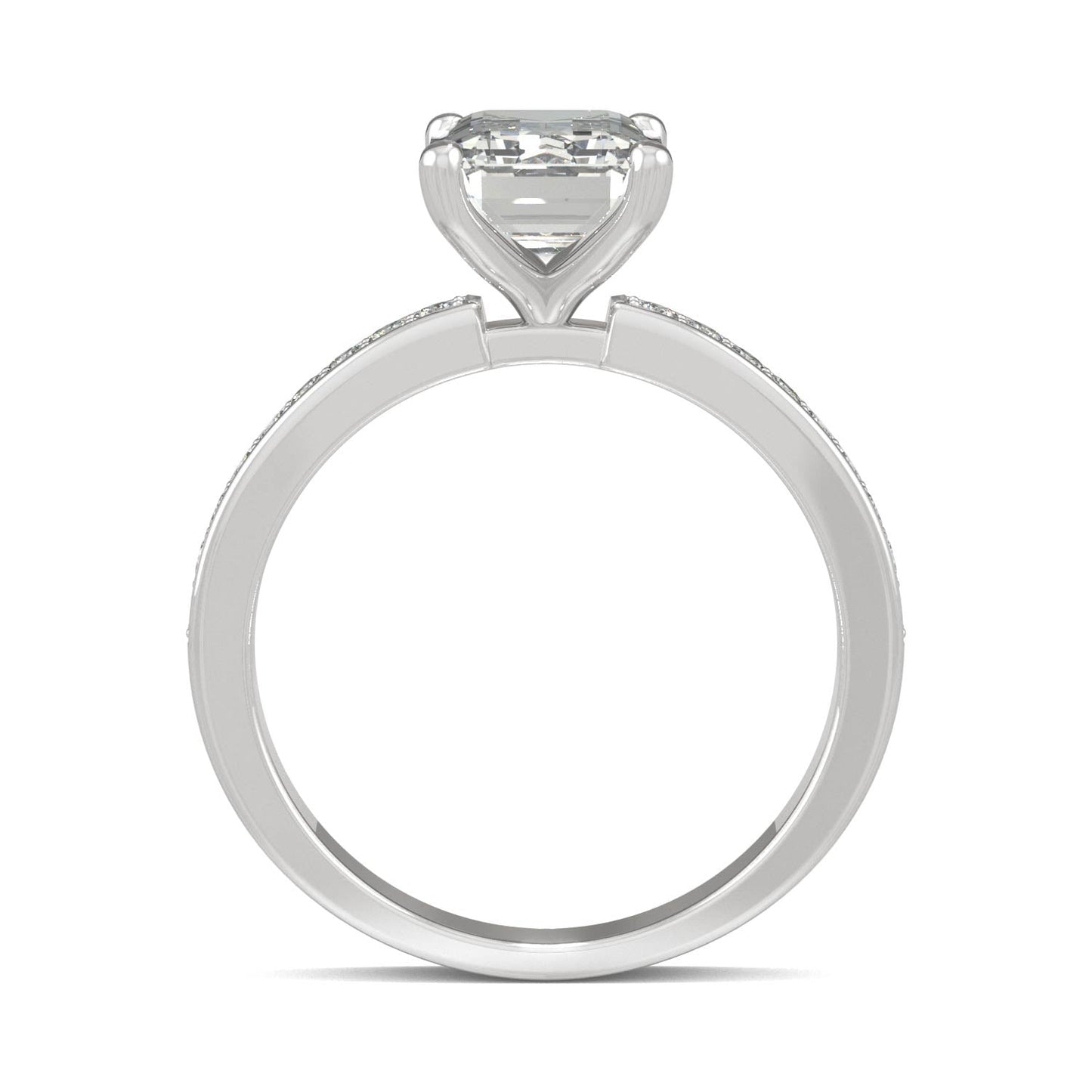 2.70 CTW DEW Emerald Moissanite Engagement Ring in 14K White Gold