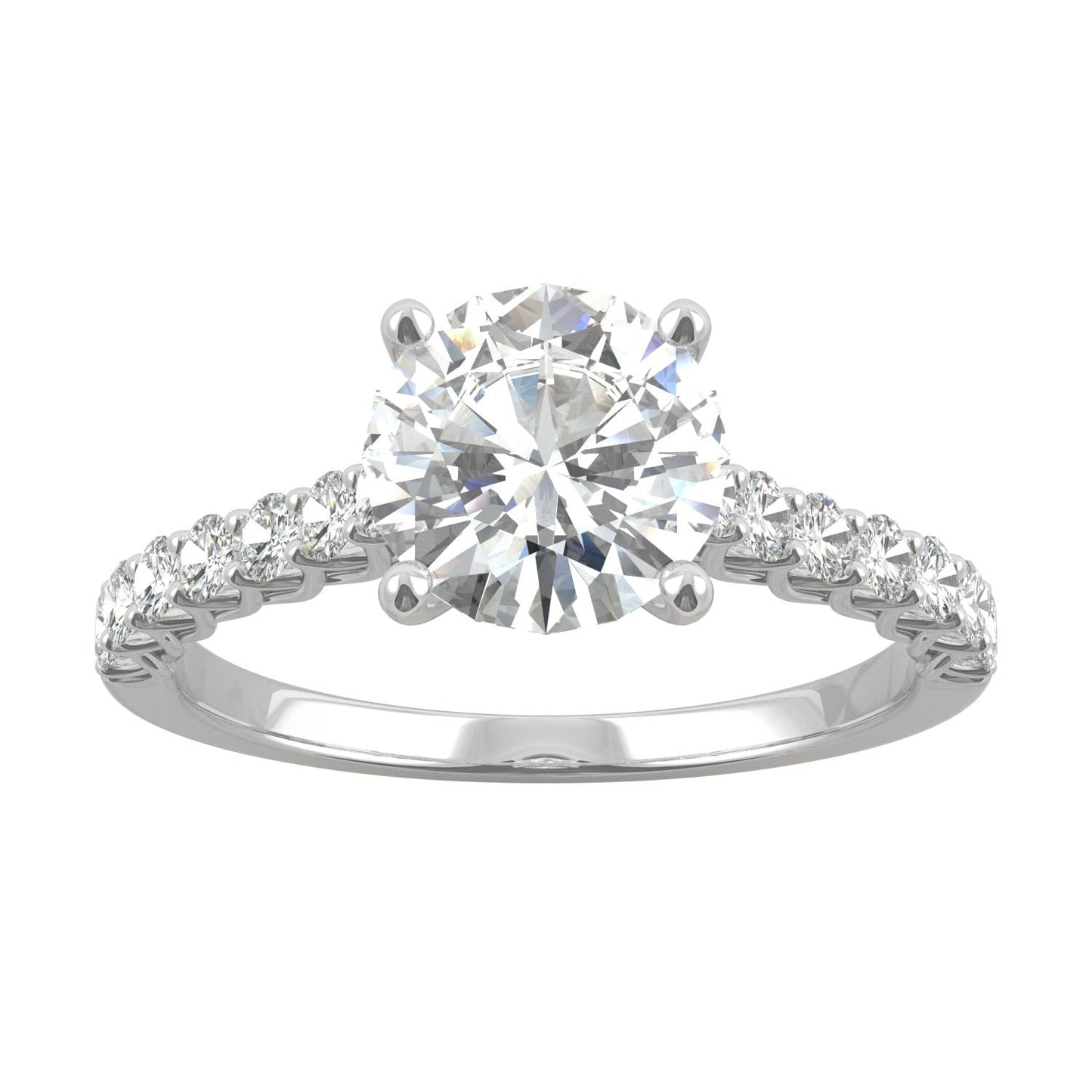 1.92 CTW DEW Round Moissanite Engagement Ring in 14K White Gold