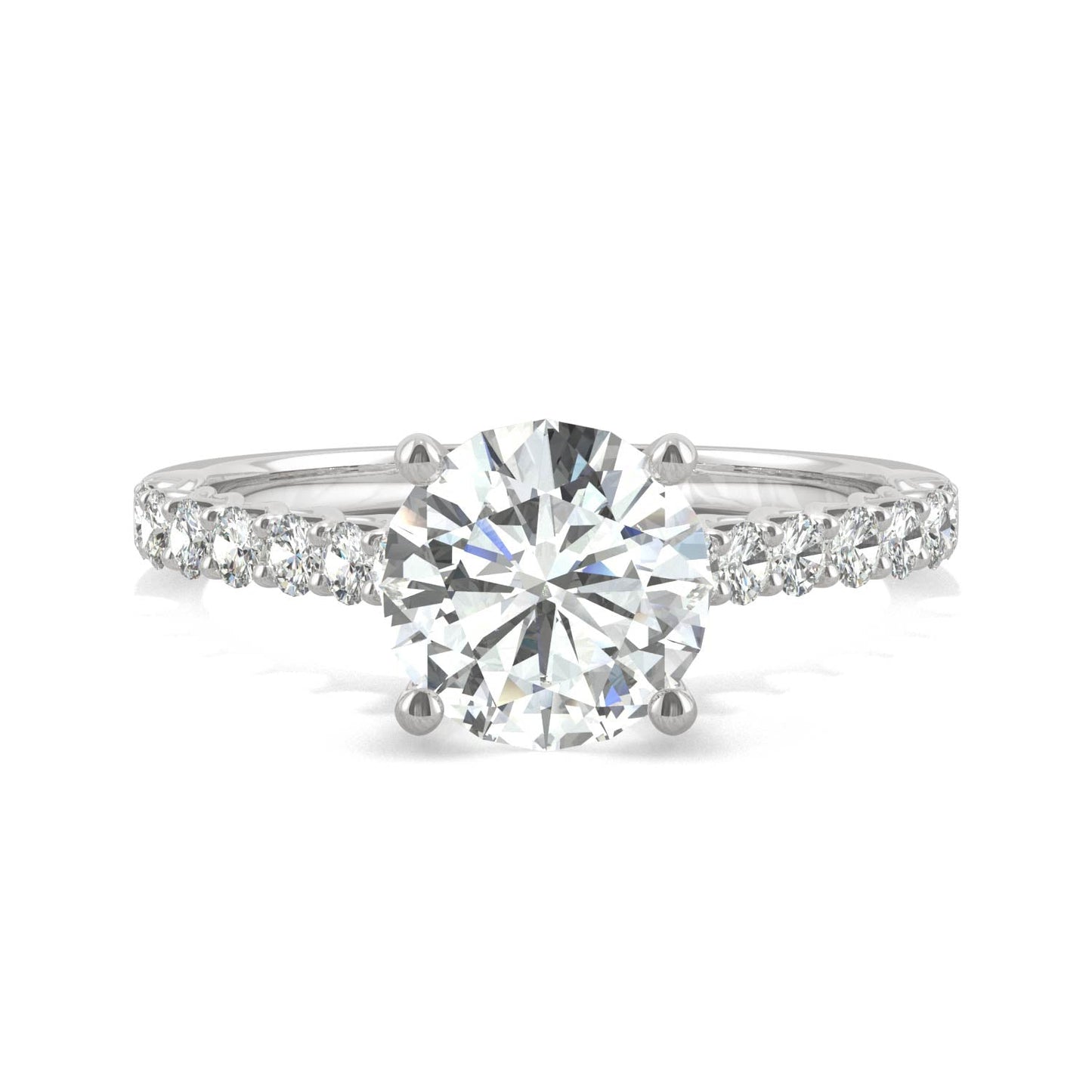 1.92 CTW DEW Round Moissanite Engagement Ring in 14K White Gold