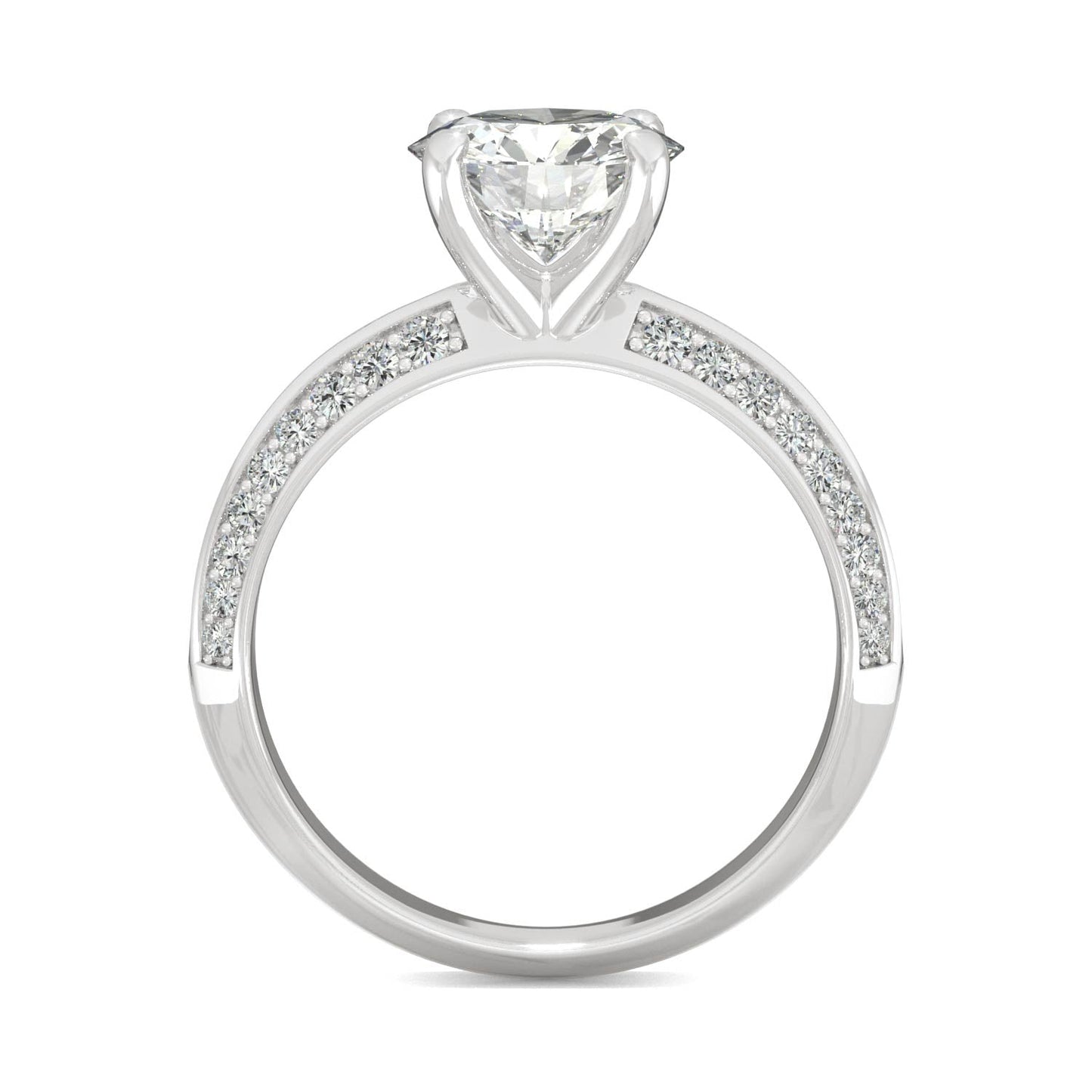 2.26 CTW DEW Round Moissanite Engagement Ring in 14K White Gold