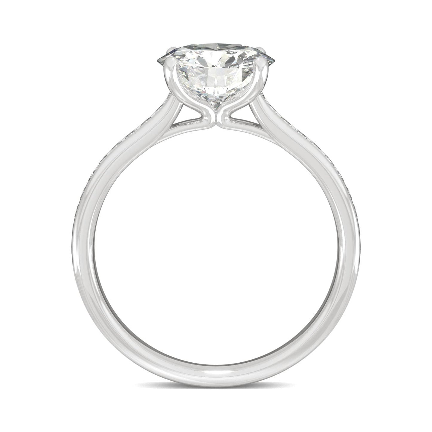 2.08 CTW DEW Round Moissanite Engagement Ring in 14K White Gold