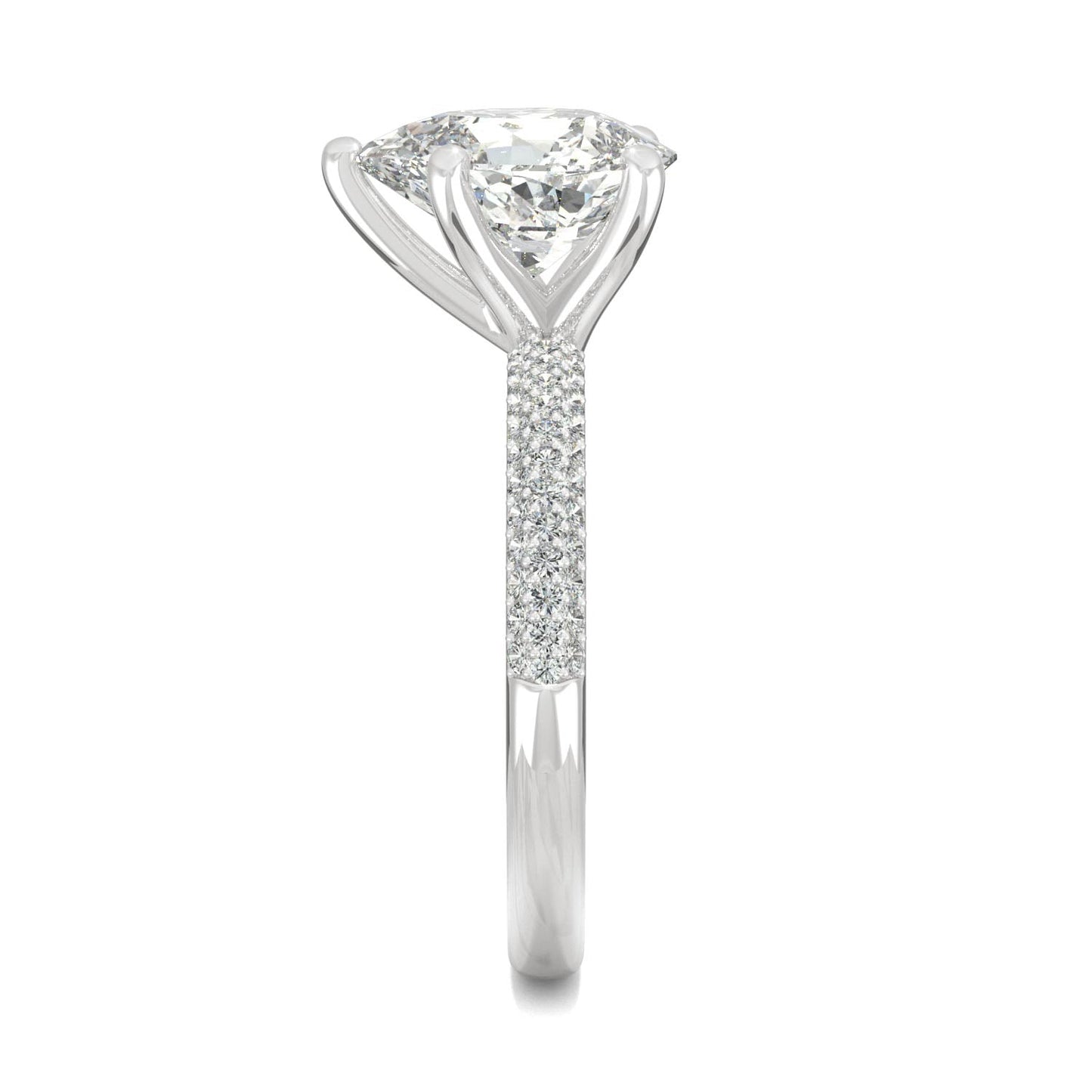 2.31 CTW DEW Pear Moissanite Pave Ring in 14K White Gold