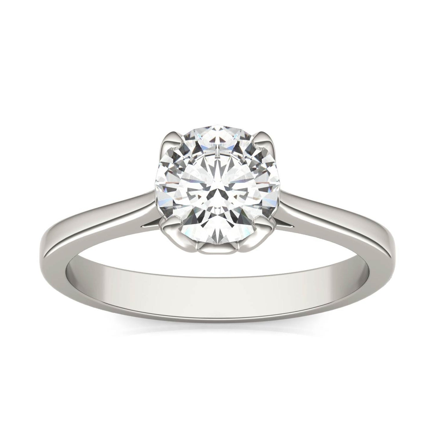 1 CTW DEW Round Moissanite Solitaire Engagement Ring in 14K White Gold