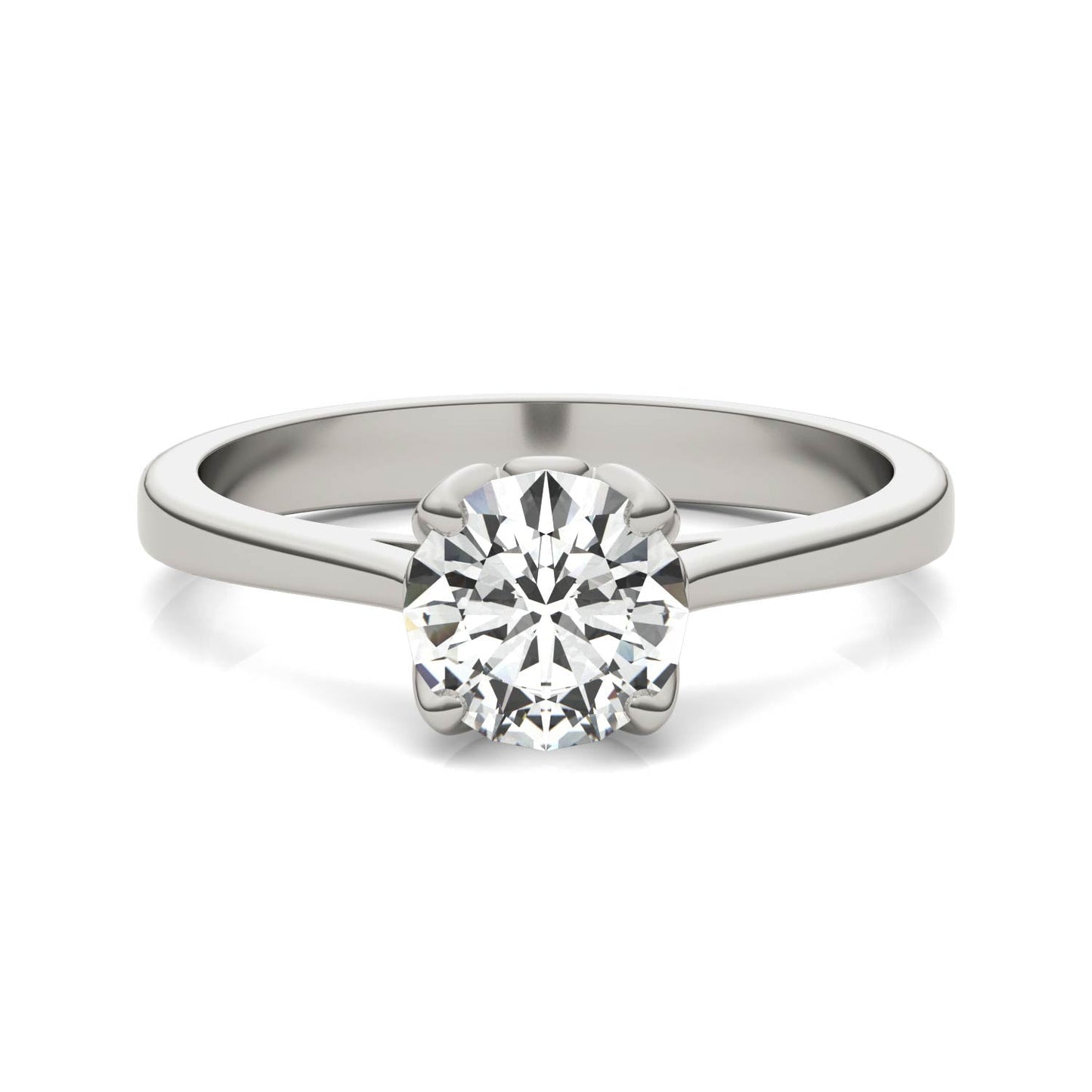 1 CTW DEW Round Moissanite Solitaire Engagement Ring in 14K White Gold