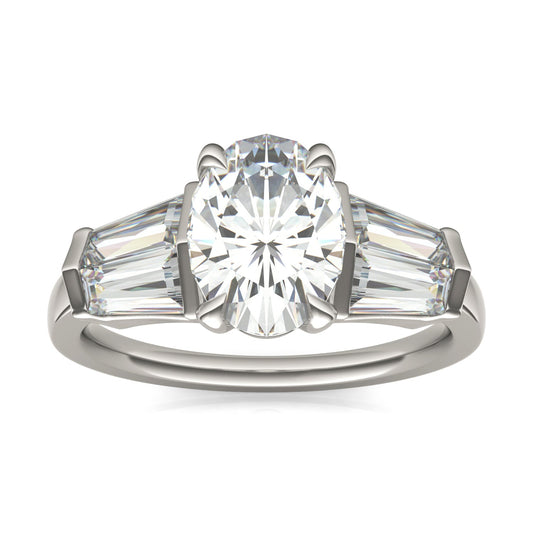 3.26 CTW DEW Oval Moissanite Five-Stone Ring in 14K White Gold