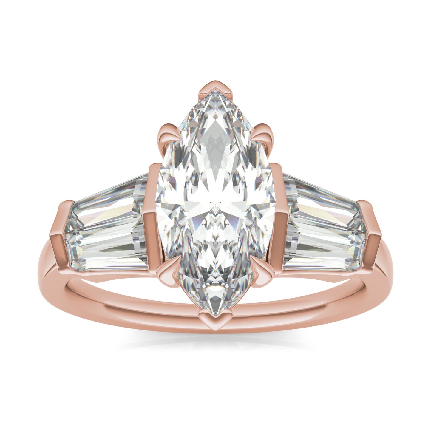 3.36 CTW DEW Marquise Moissanite Five-Stone Ring in 14K Rose Gold