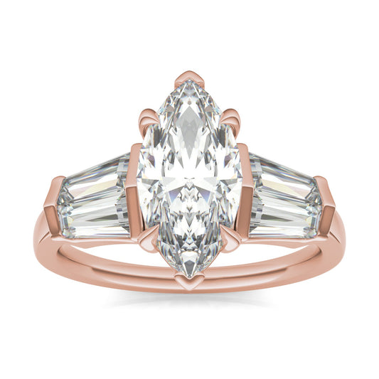3.36 CTW DEW Marquise Moissanite Five-Stone Ring in 14K Rose Gold