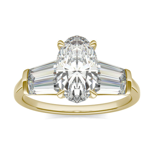 3.46 CTW DEW Elongated Oval Moissanite Five-Stone Ring in 14K Yellow Gold