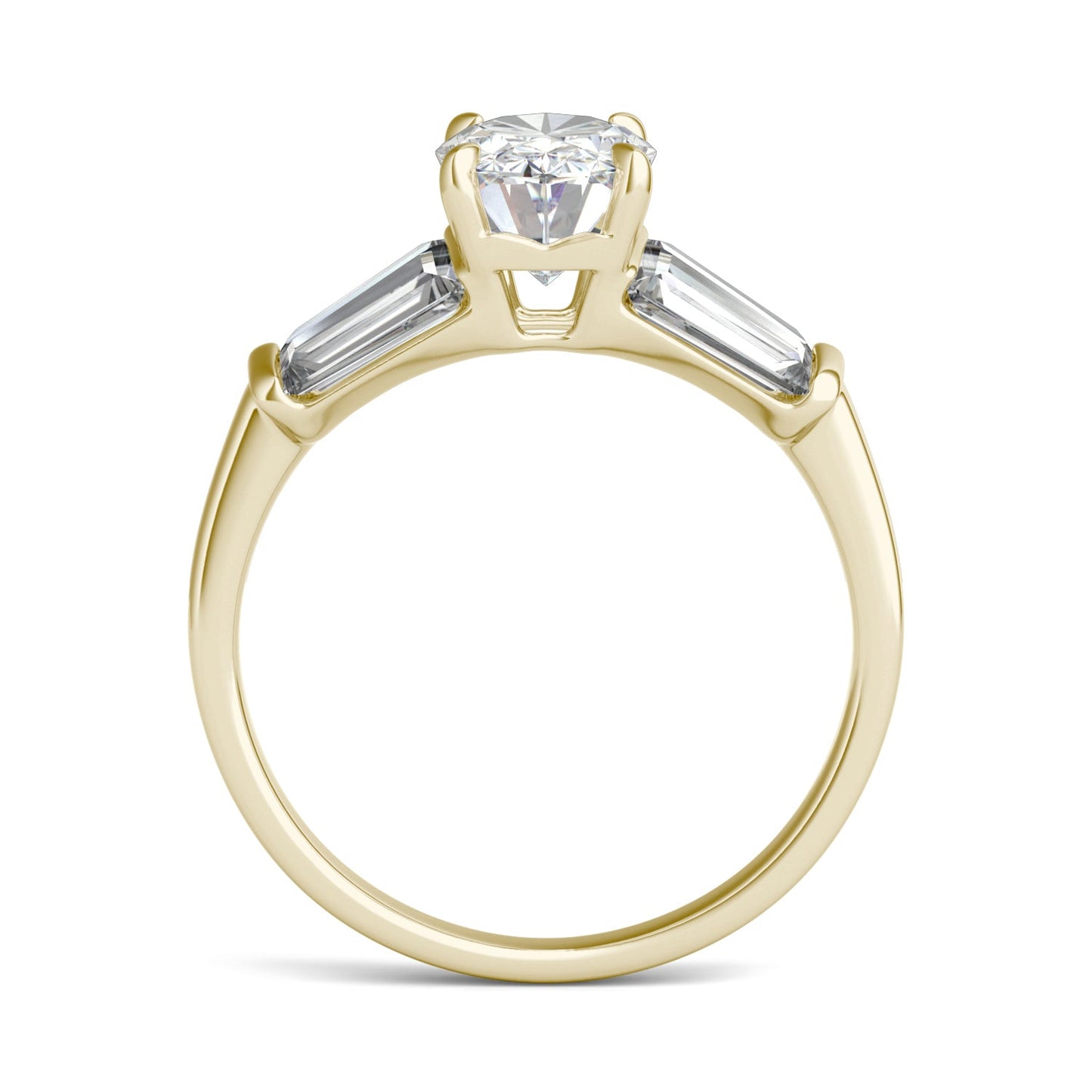 3.46 CTW DEW Elongated Oval Moissanite Five-Stone Ring in 14K Yellow Gold