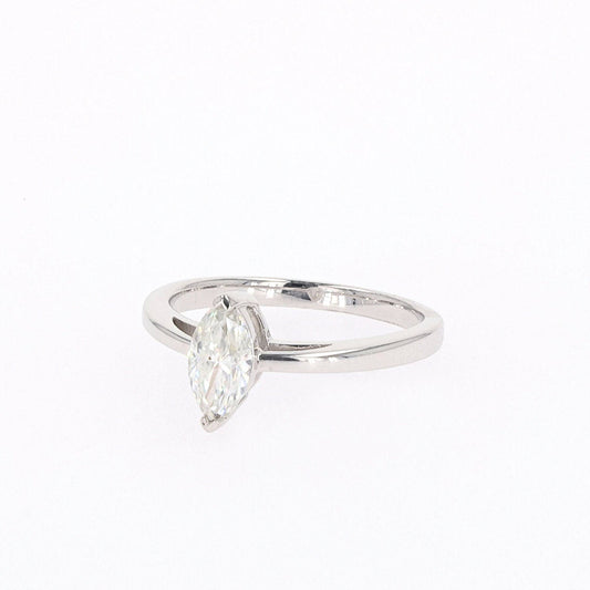 0.70 CTW DEW Marquise Moissanite Solitaire Ring in Sterling Silver