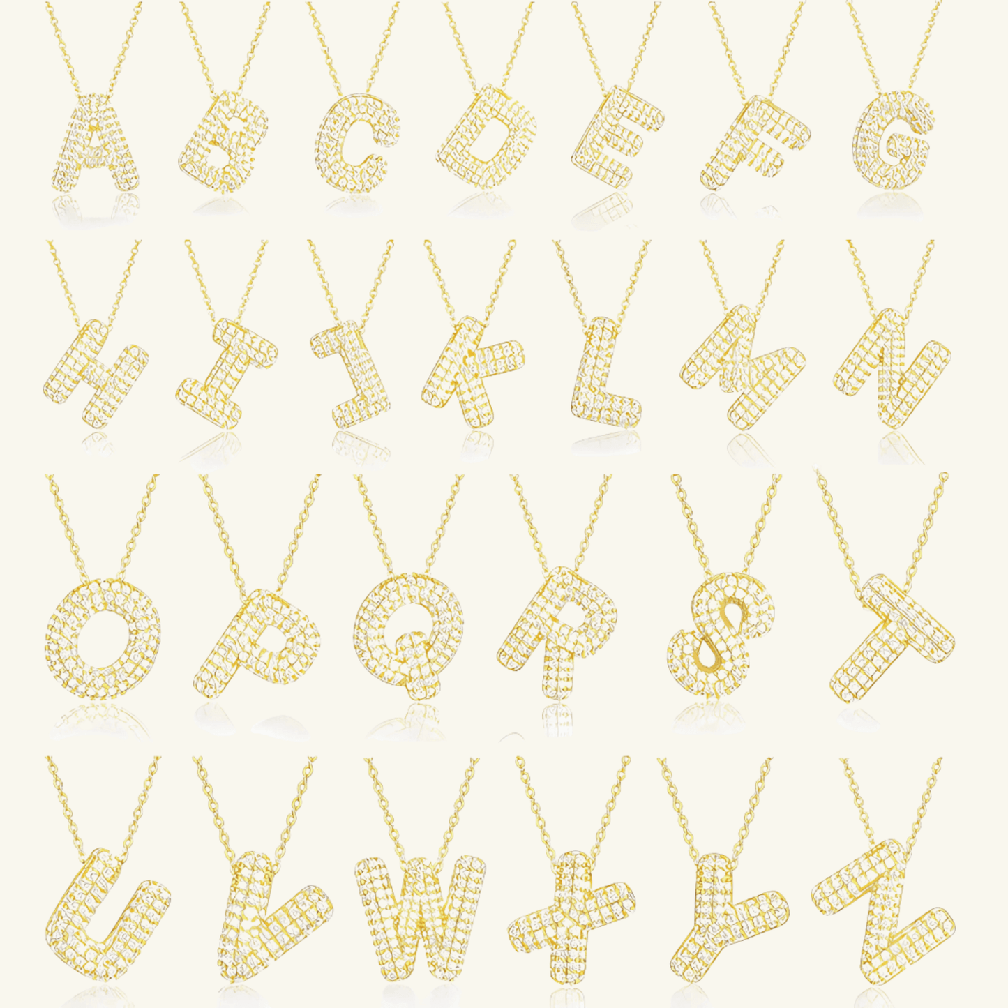 Moissanite Bubble Letter Necklace