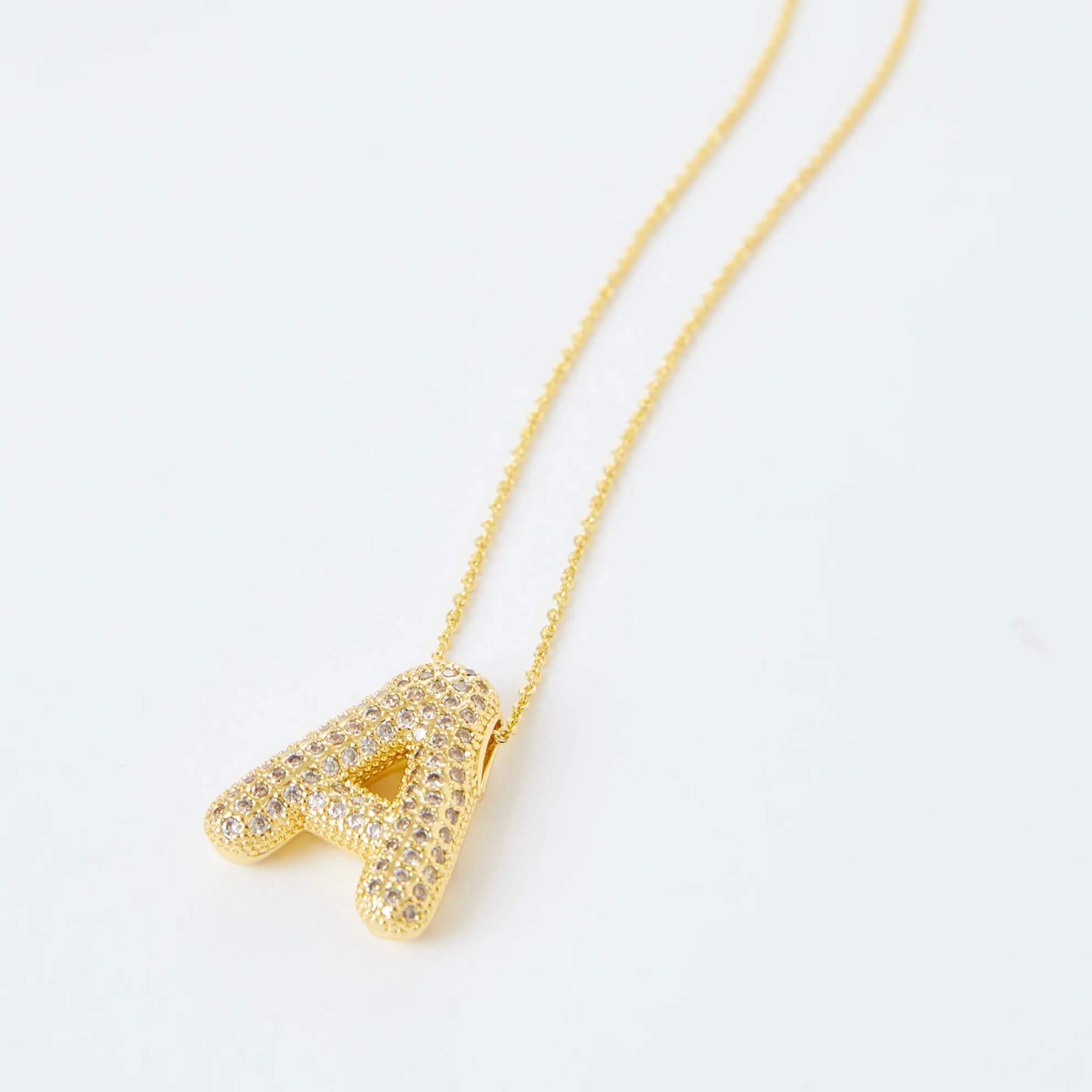 Moissanite Bubble Letter Necklace