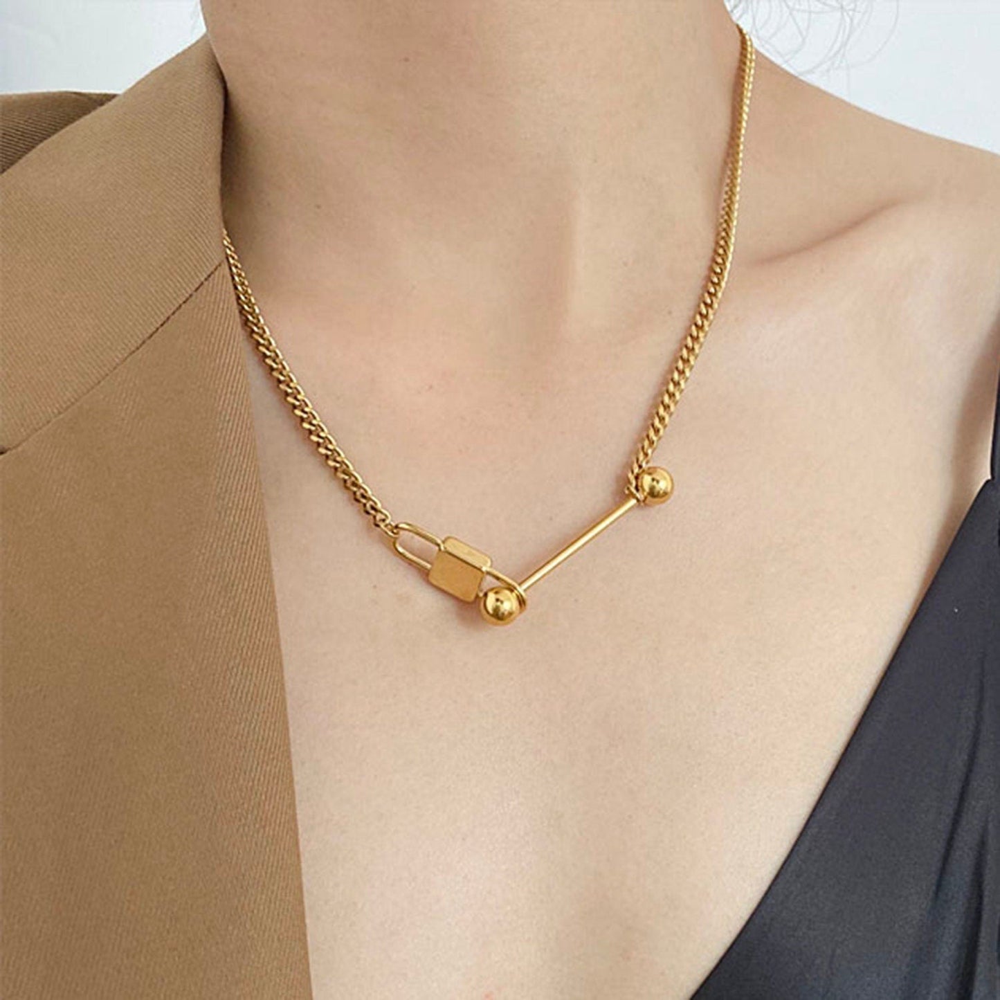 Gold Lock Necklace