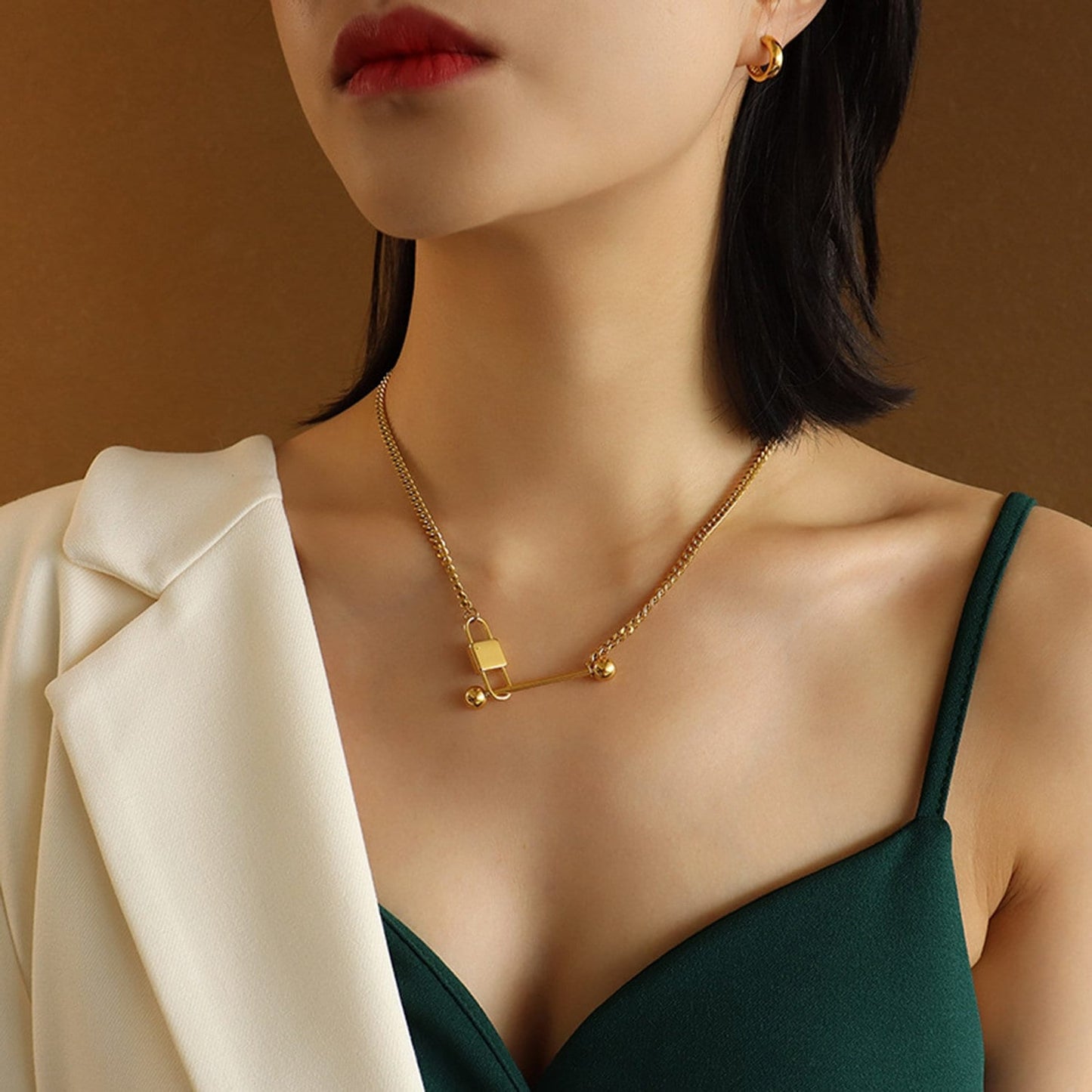 Gold Lock Necklace