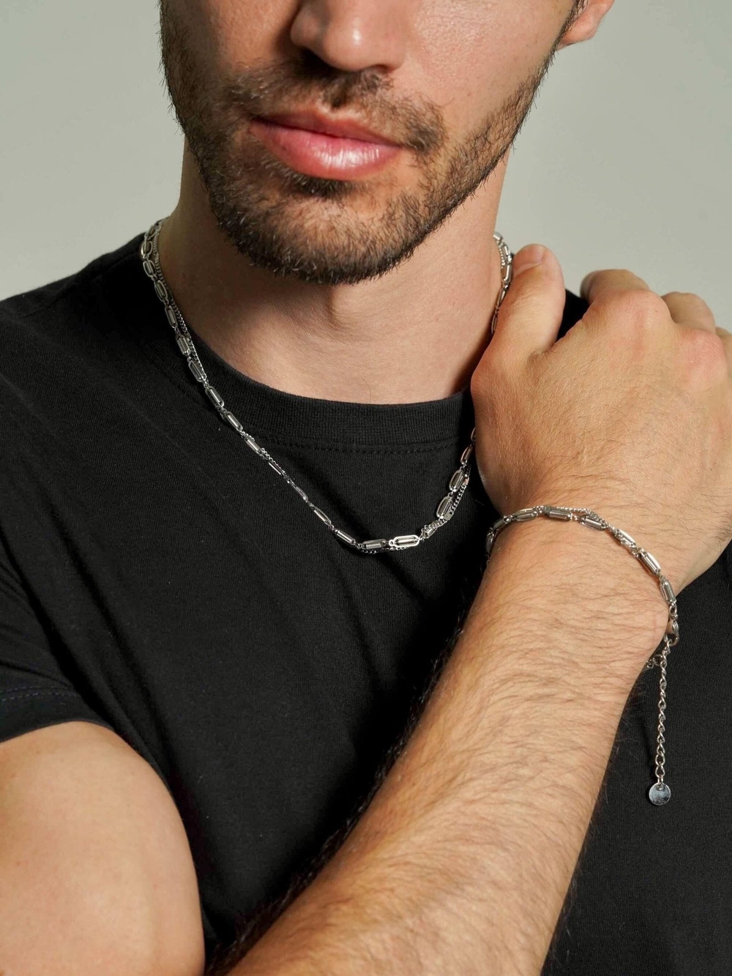 Layered Curb Chain Necklace Men