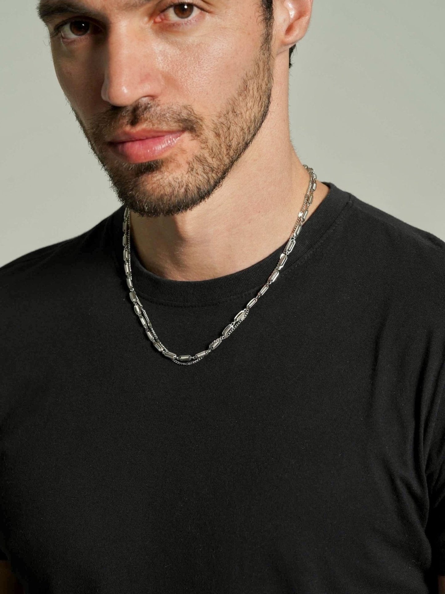 Layered Curb Chain Necklace Men