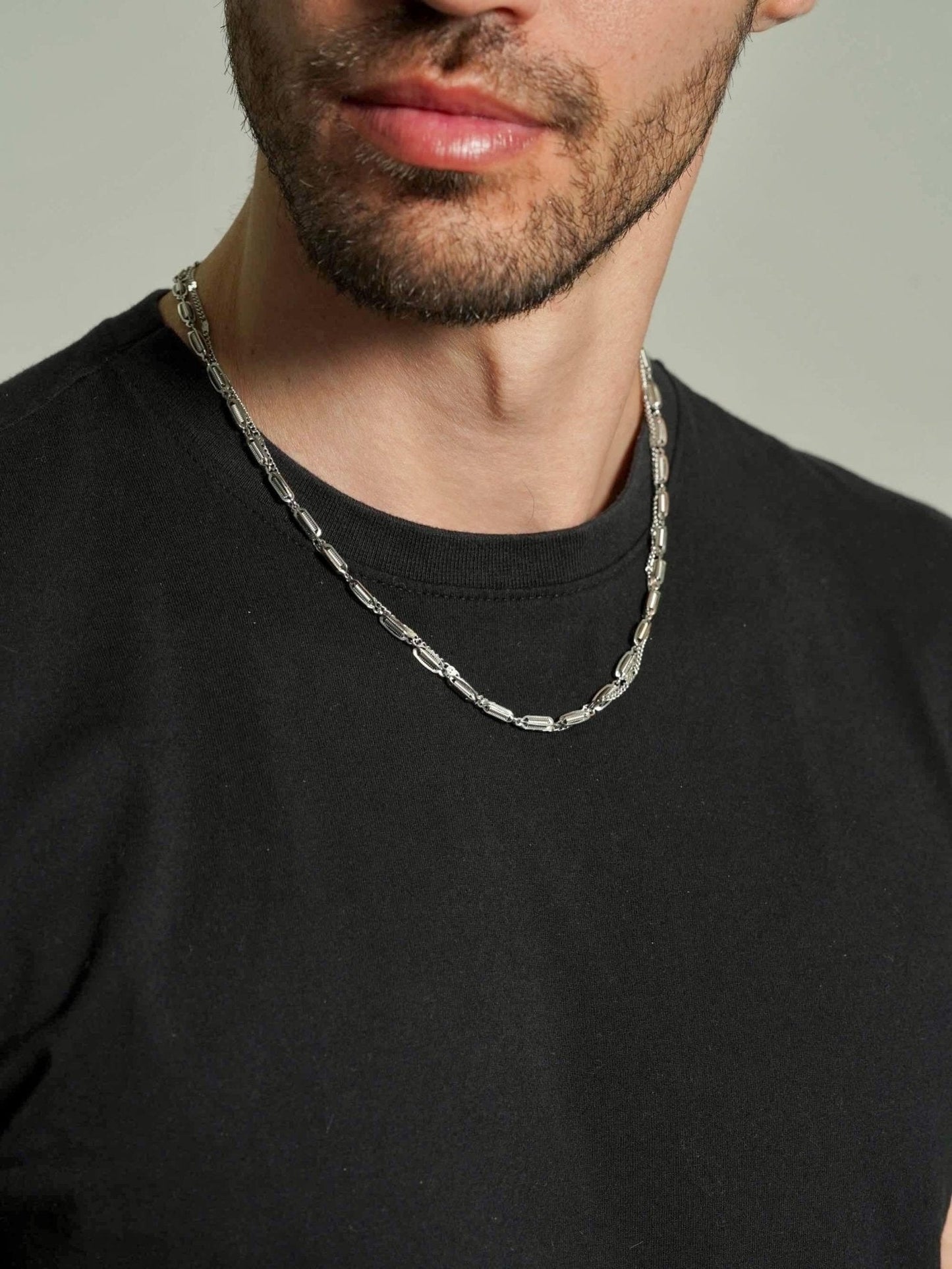 Layered Curb Chain Necklace Men