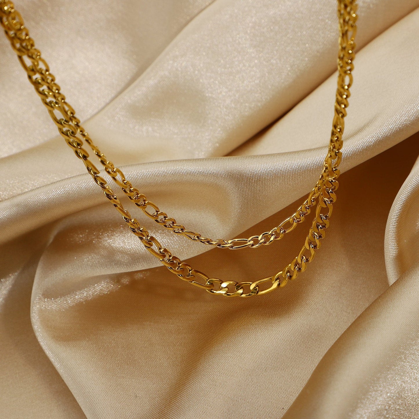 Layered Gold Figaro Necklace