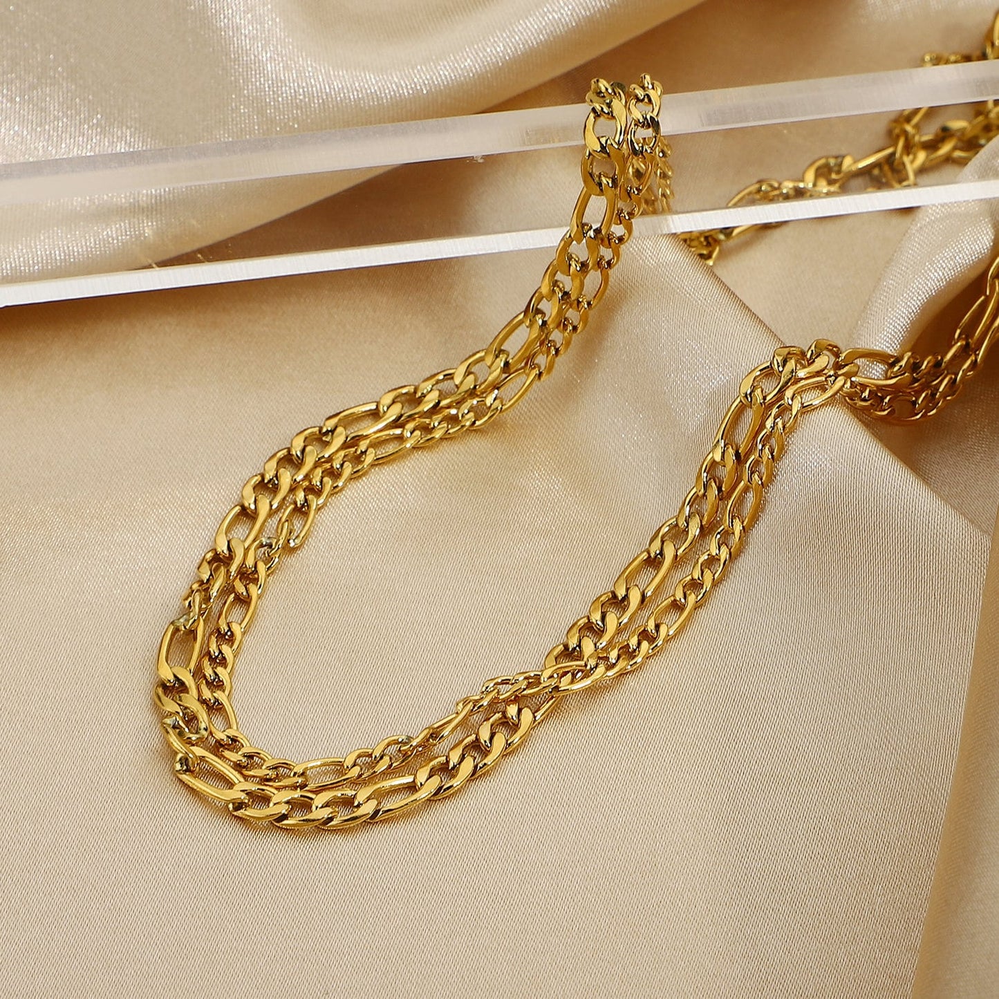 Layered Gold Figaro Necklace