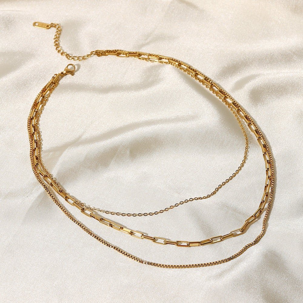 Paperclip Chain Layered Necklace