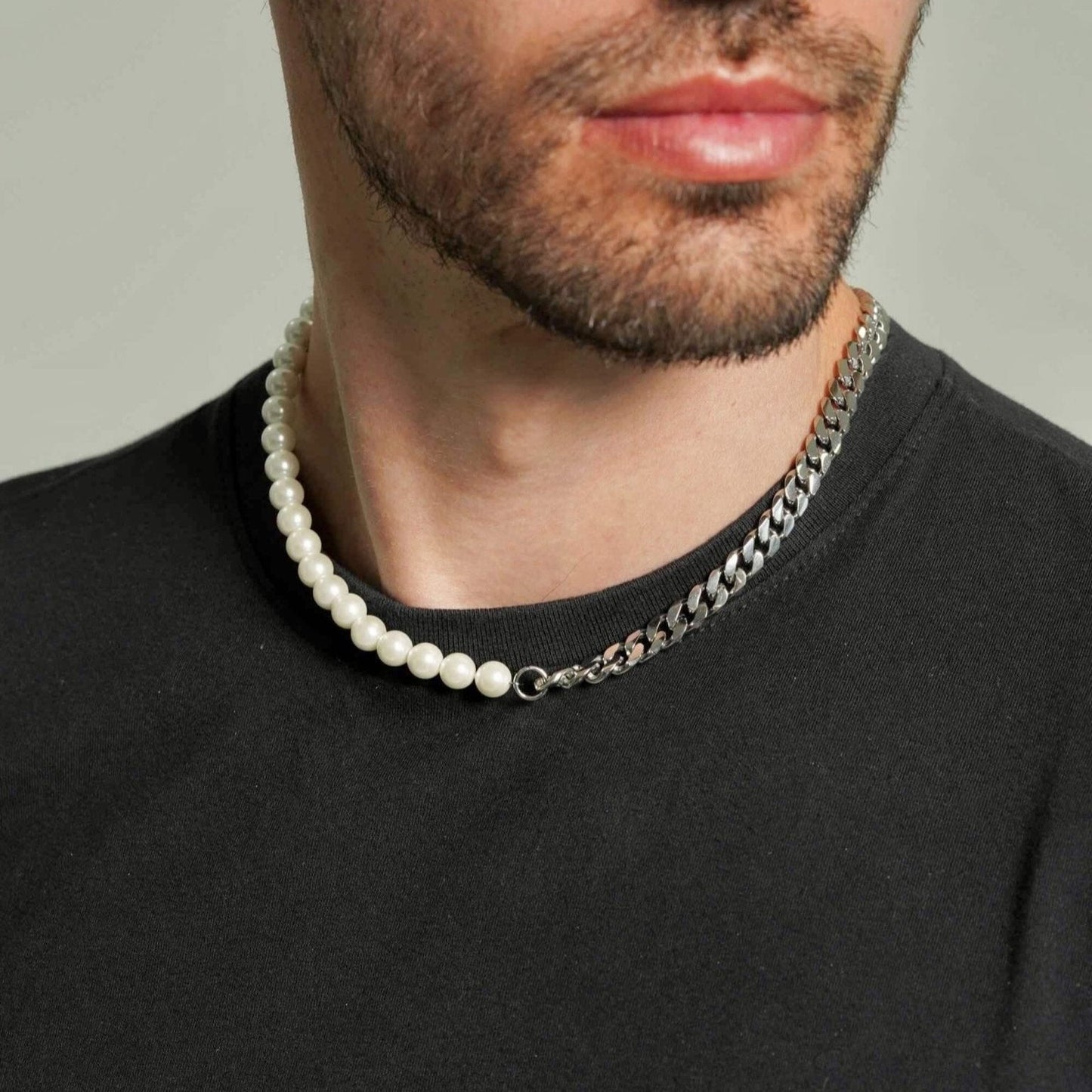 Pearl Chain Necklace Men