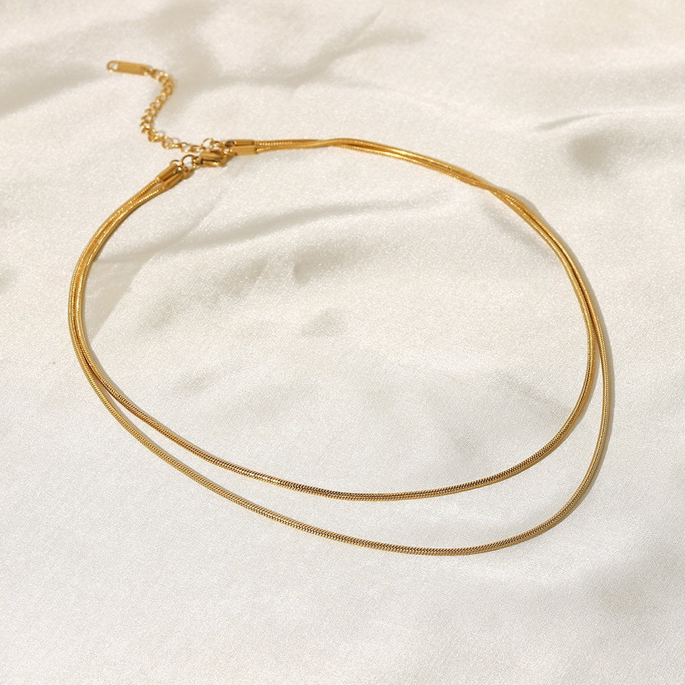 Round Herringbone Layered Necklace