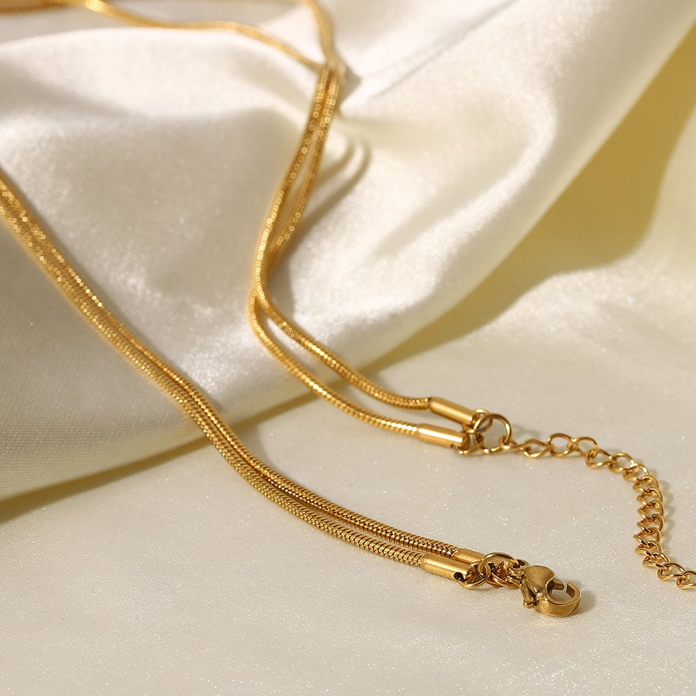 Round Herringbone Layered Necklace