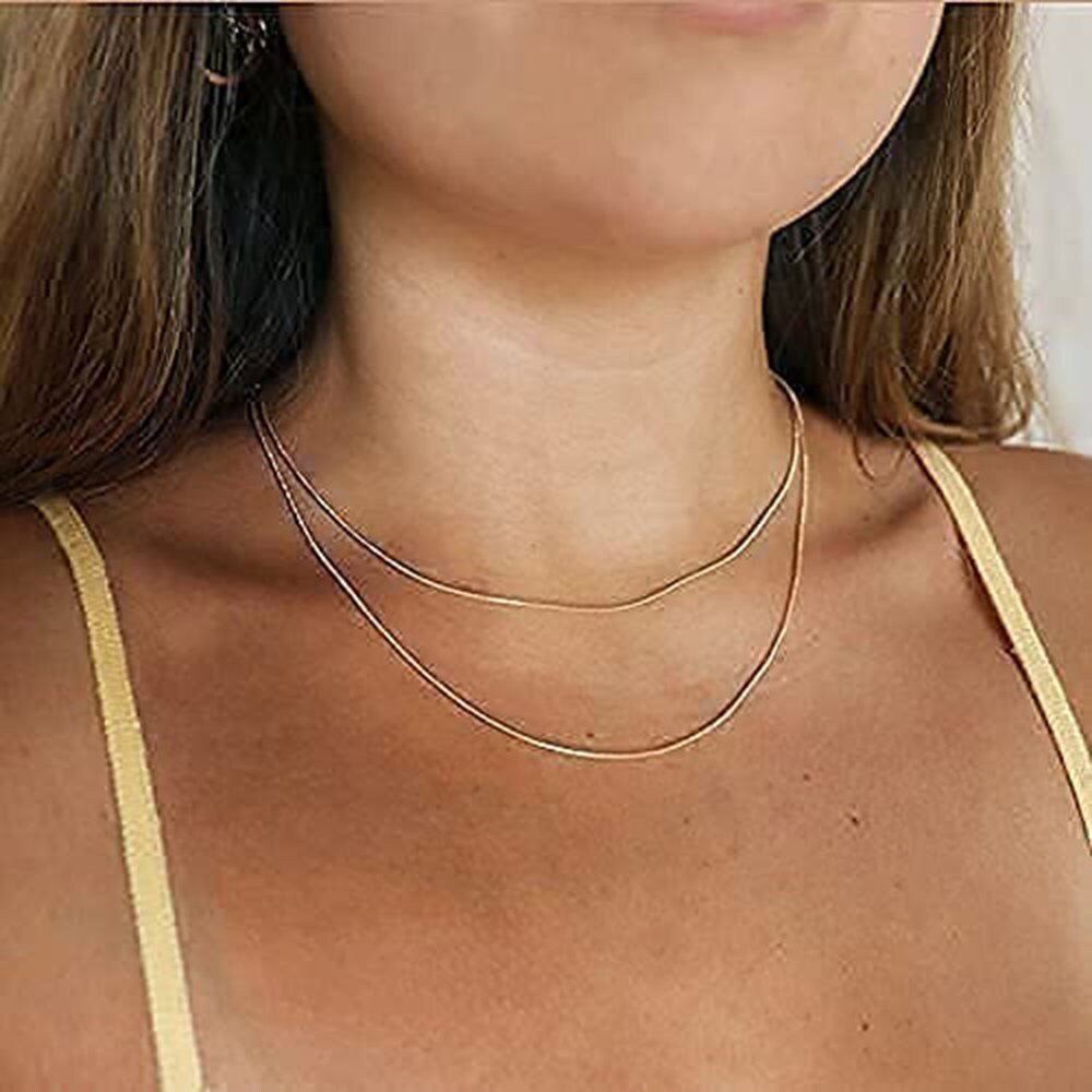 Round Herringbone Layered Necklace