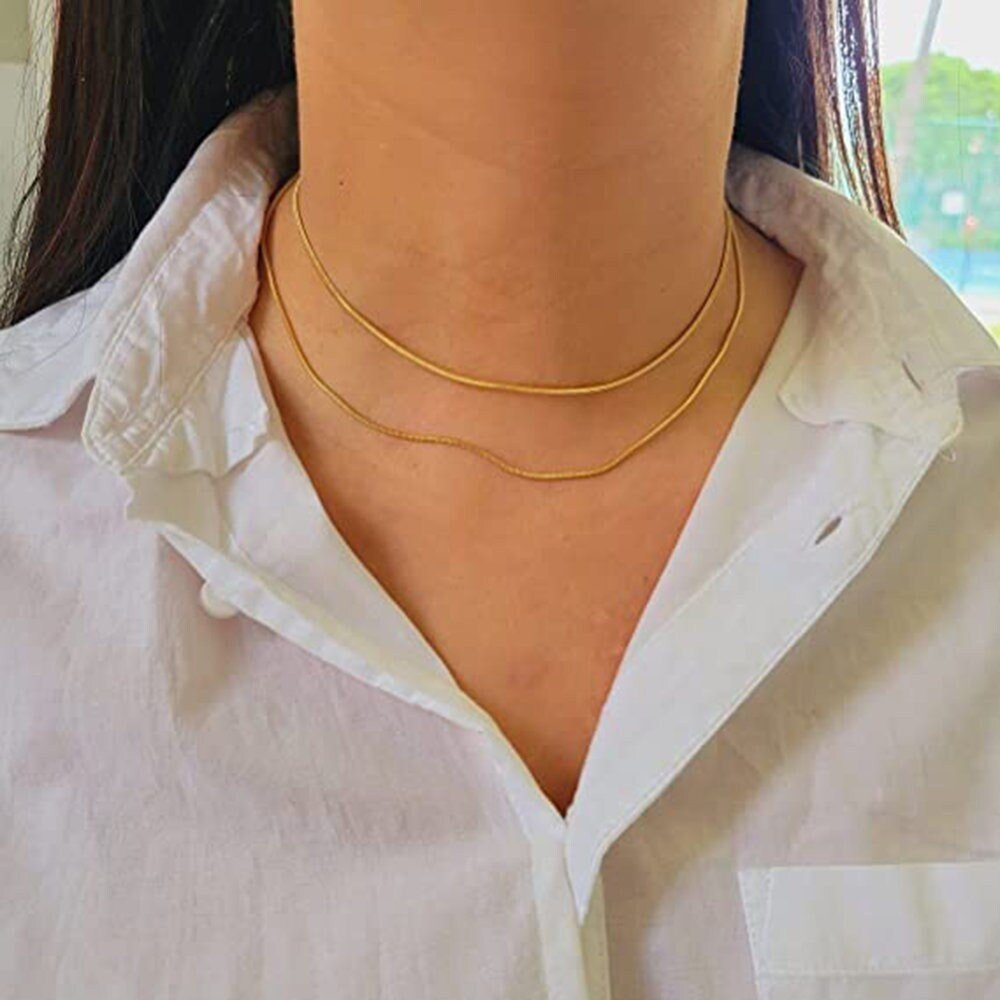 Round Herringbone Layered Necklace