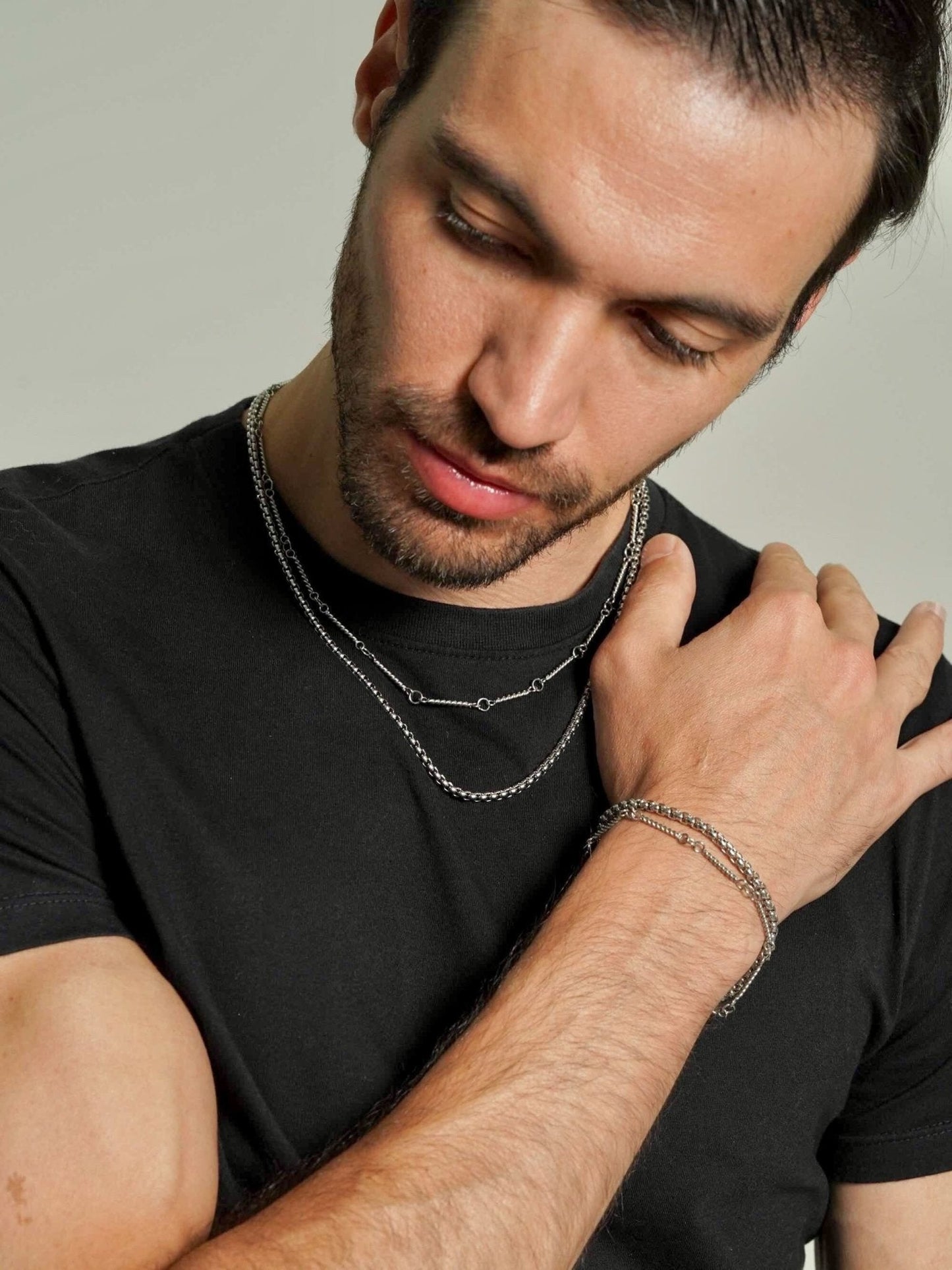 Rounded Box Chain Necklace Men