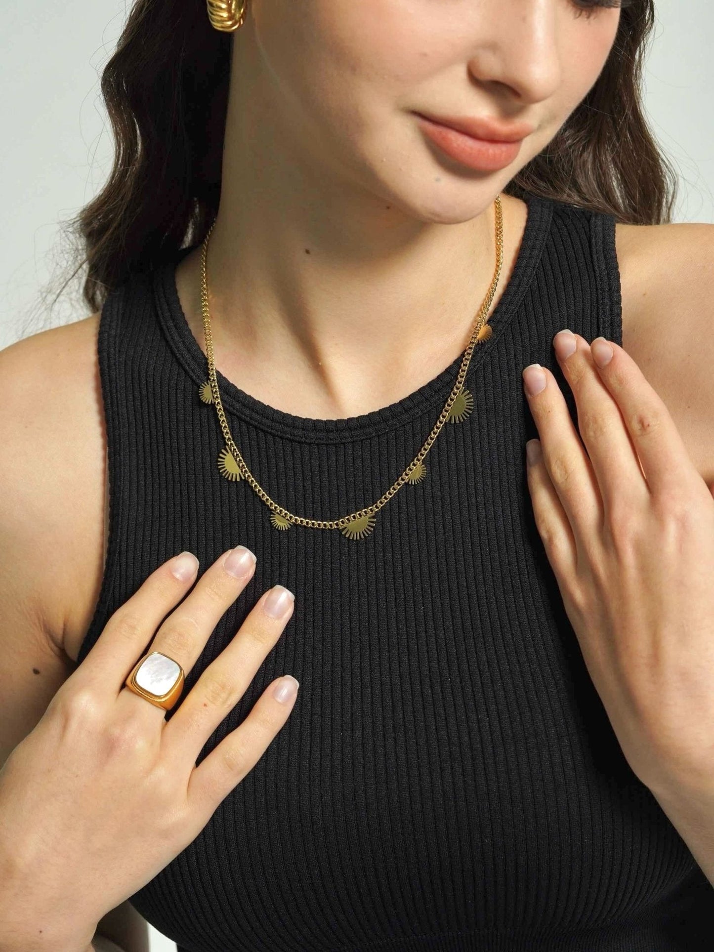 Sun Charm Choker Necklace