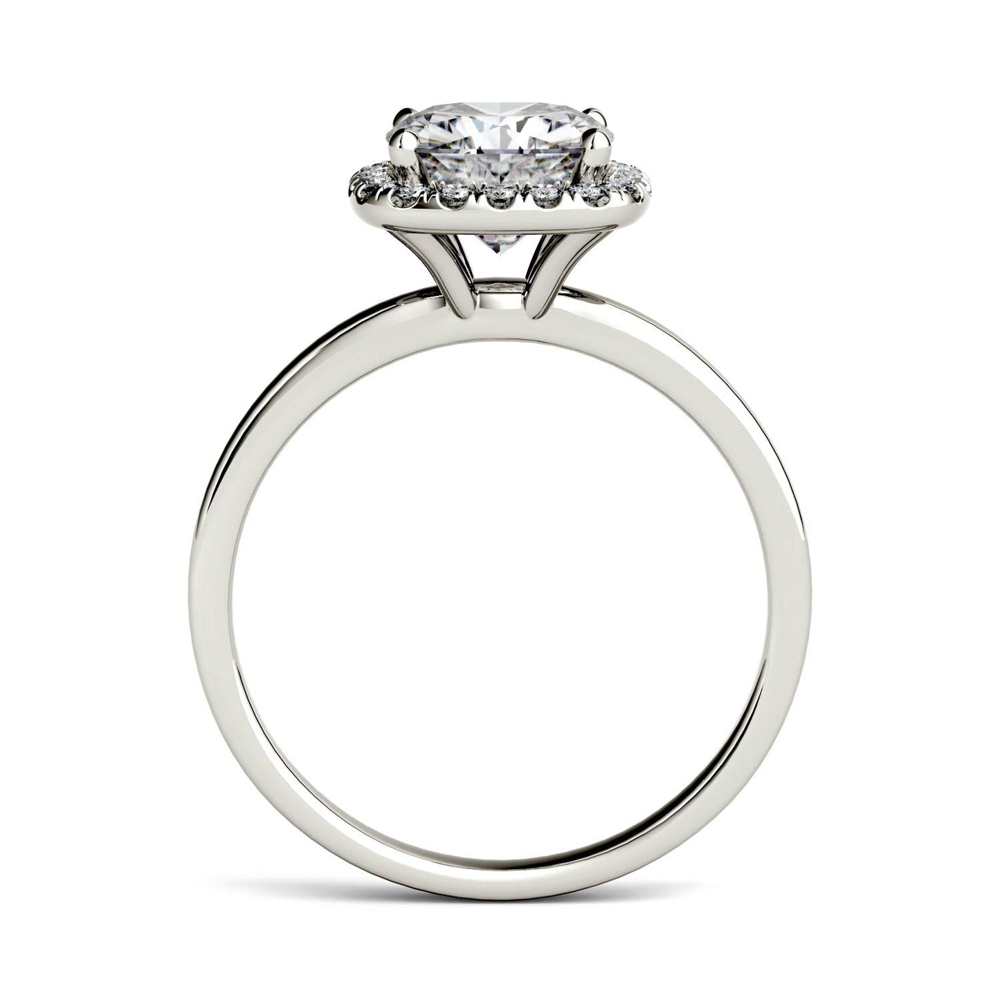 1.43 CTW DEW Cushion Moissanite Engagement Ring in 14K White Gold