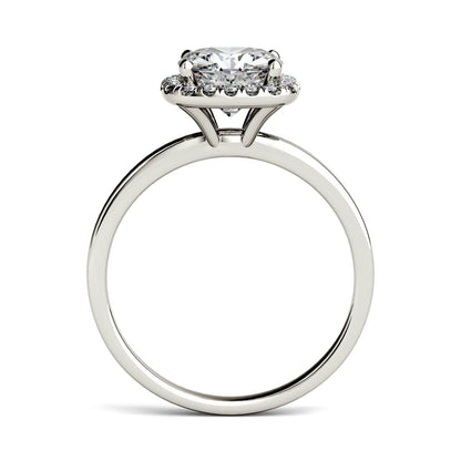 1.43 CTW DEW Cushion Moissanite Engagement Ring in 14K White Gold