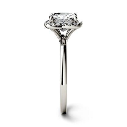 1.43 CTW DEW Cushion Moissanite Engagement Ring in 14K White Gold