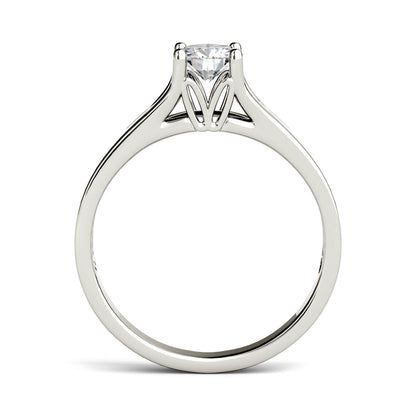 0.50 CTW DEW Round Moissanite Trellis Solitaire Engagement Ring in 14K White Gold