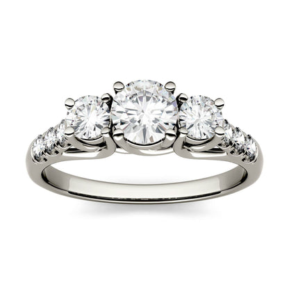 1.17 CTW DEW Round Moissanite Engagement Ring in 14K White Gold