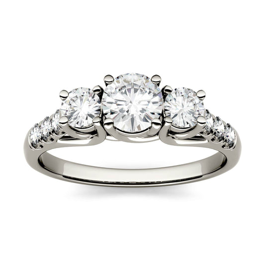1.17 CTW DEW Round Moissanite Engagement Ring in 14K White Gold
