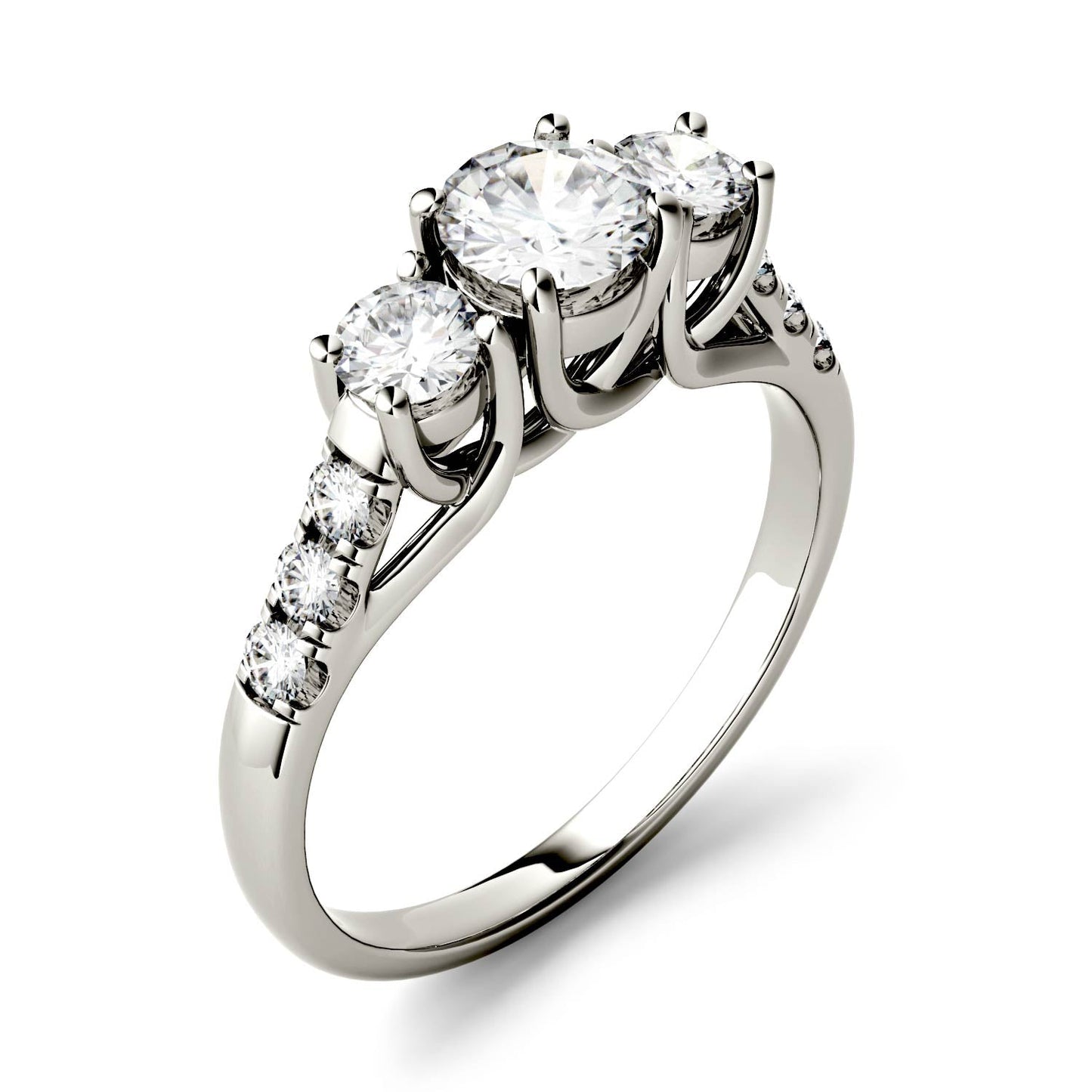 1.17 CTW DEW Round Moissanite Engagement Ring in 14K White Gold