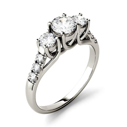 1.17 CTW DEW Round Moissanite Engagement Ring in 14K White Gold