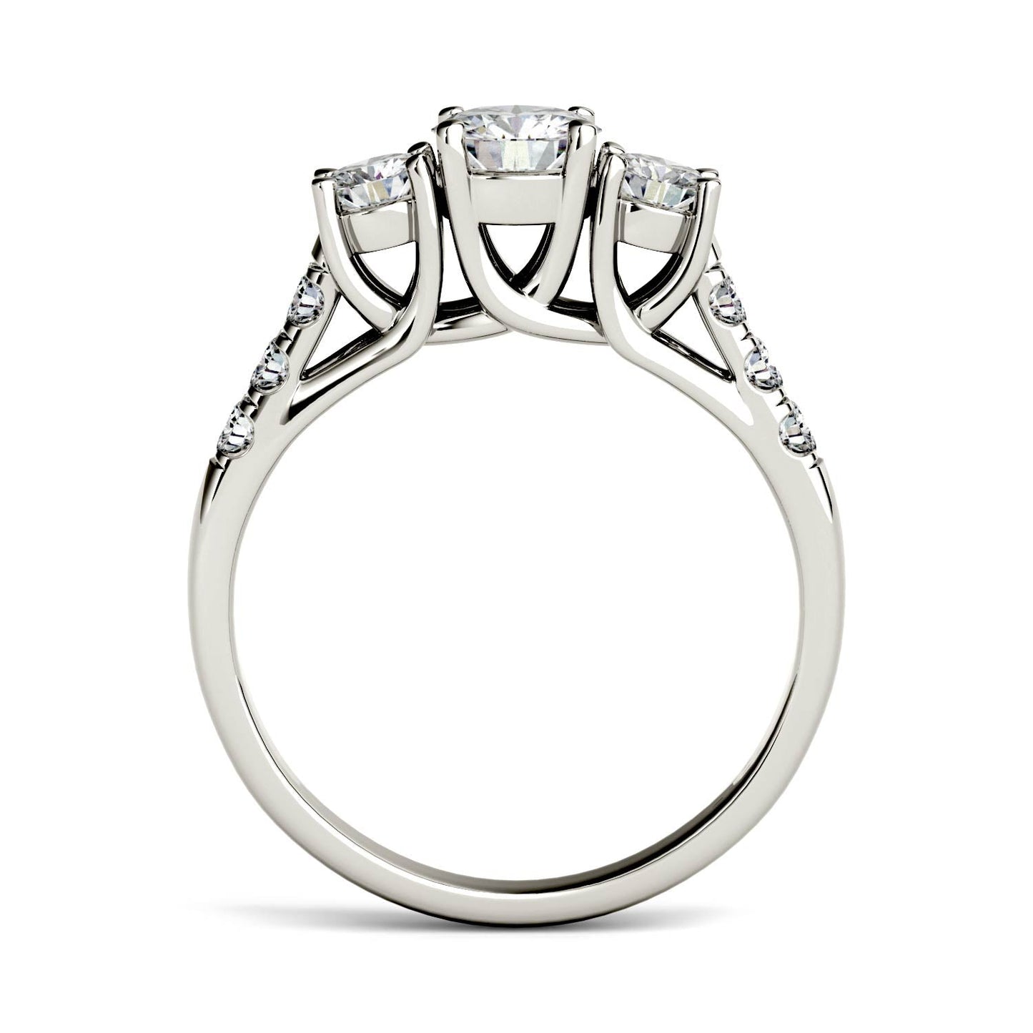 1.17 CTW DEW Round Moissanite Engagement Ring in 14K White Gold