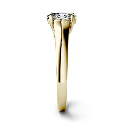1.50 CTW DEW Oval Moissanite Trellis Solitaire Engagement Ring in 14K Yellow Gold