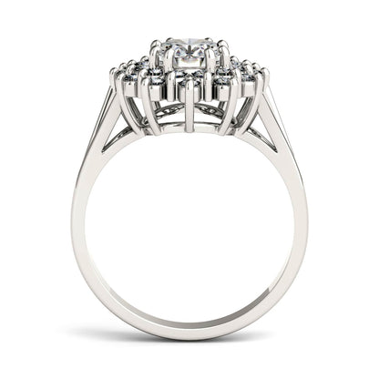 1.98 CTW DEW Oval Moissanite Floral Halo Ring in 14K White Gold
