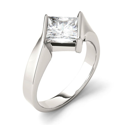 1.70 CTW DEW Square Moissanite Channel-Set Bypass Engagement Ring in 14K White Gold