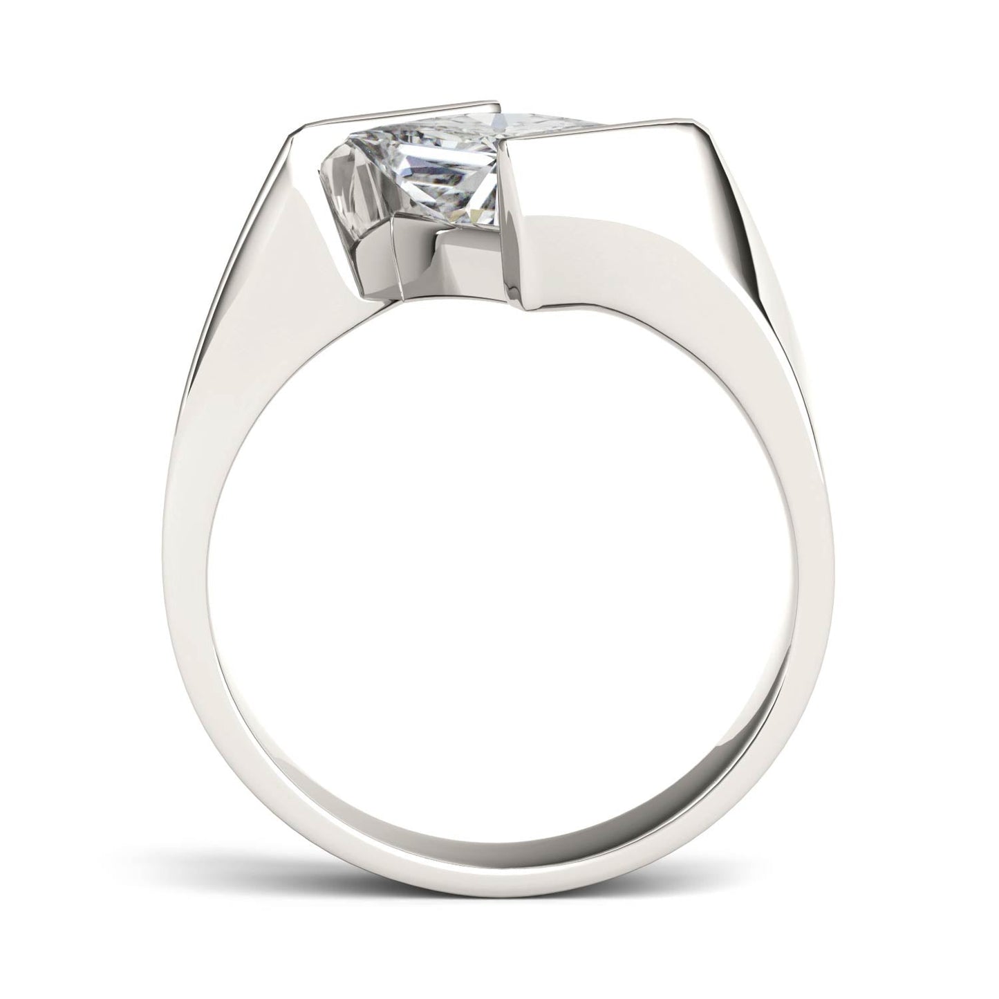 1.70 CTW DEW Square Moissanite Channel-Set Bypass Engagement Ring in 14K White Gold
