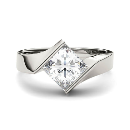 1.70 CTW DEW Square Moissanite Channel-Set Bypass Engagement Ring in 14K White Gold