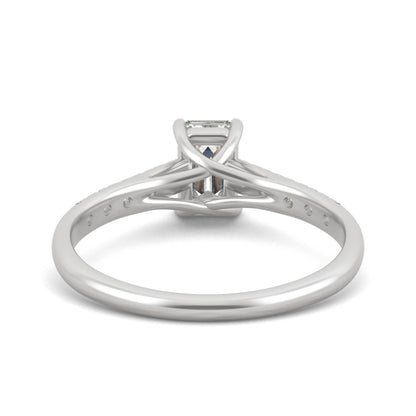 1.24 CTW DEW Emerald Moissanite Side-Stone Engagement Ring in 14K White Gold